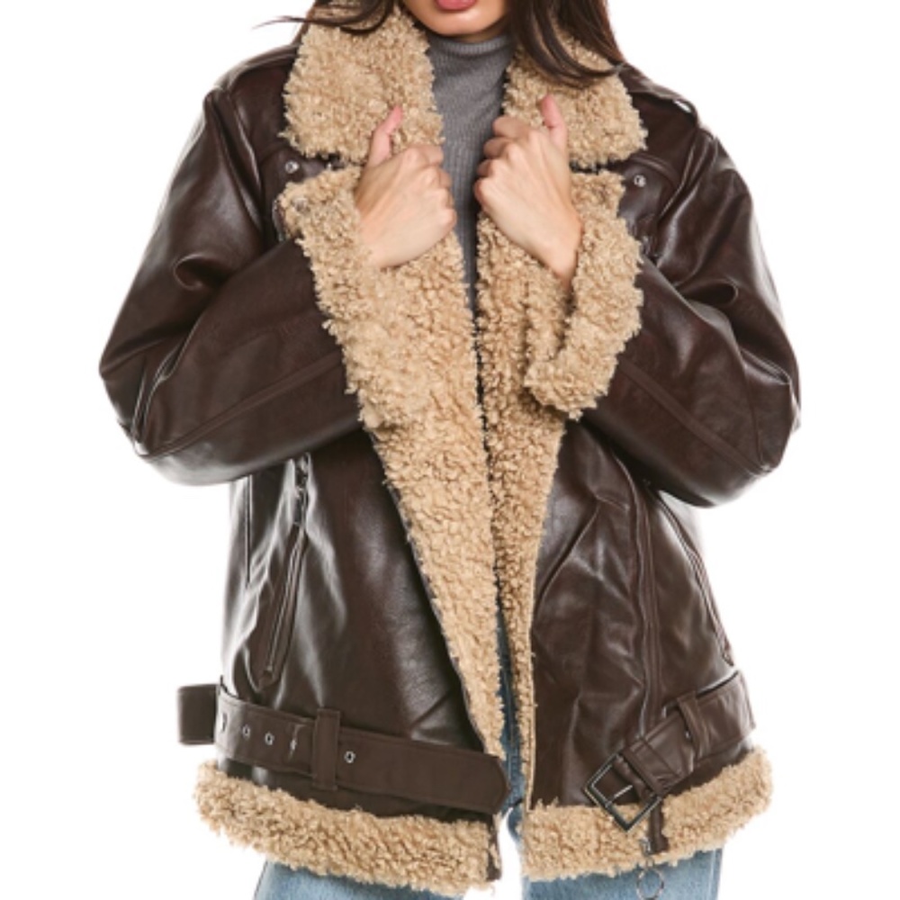 WeWoreWhat - Oversized Sherpa Moto Jacket